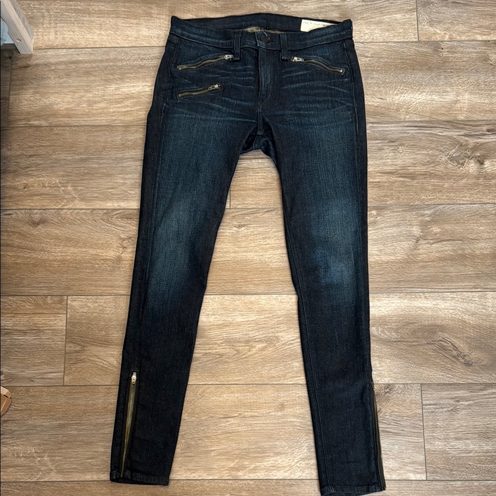 Women's Dark Denim Jeans with Zippers
